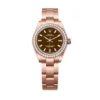 Rolex 276245RBR-0002 Oyster Perpetual 28mm Everose Gold Diamond Brown Stone Watch
