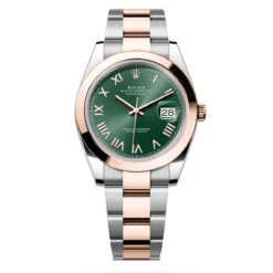Rolex 126301-0021 Datejust 41mm Oystersteel Everose Gold Mint Green Roman Smooth Oyster Watch