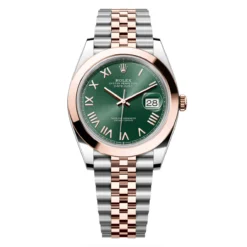 Rolex 126301-0022 Datejust 41mm Oystersteel Everose Gold Mint Green Roman Smooth Jubilee Watch
