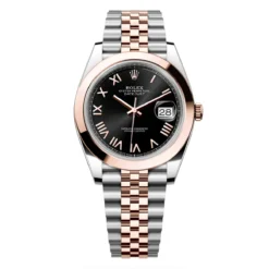 Rolex 126301-0024 Datejust 41mm Oystersteel Everose Gold Bright Black Roman Smooth Jubilee Watch
