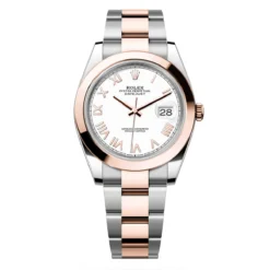 Rolex 126301-0025 Datejust 41mm Oystersteel Everose Gold Intense White Roman Smooth Oyster Watch