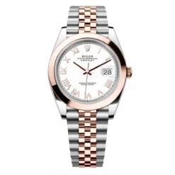 Rolex 126301-0026 Datejust 41mm Oystersteel Everose Gold Intense White Roman Smooth Jubilee Watch