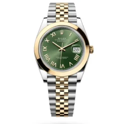Rolex 126303-0024 Datejust 41mm Oystersteel Yellow Gold Olive Green Roman Smooth Jubilee Watch
