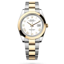 Rolex 126303-0025 Datejust 41mm Oystersteel Yellow Gold Intense White Roman Smooth Oyster Watch