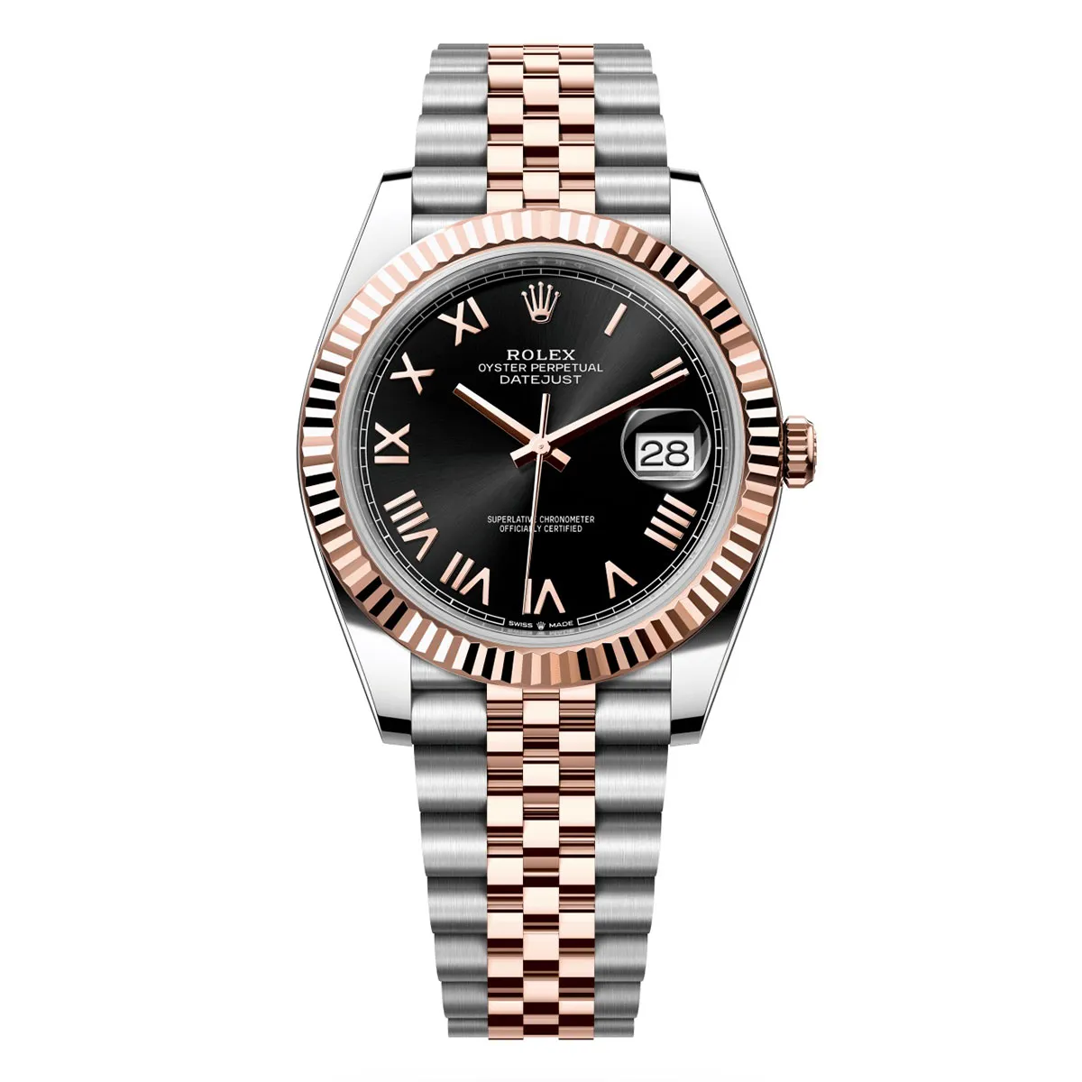 Rolex 126331-0024 Datejust 41mm Oystersteel Everose Gold Bright Black Roman Fluted Jubilee Watch 3 Rolex 126331-0024 Datejust 41mm Oystersteel Everose Gold Bright Black Roman Fluted Jubilee Watch