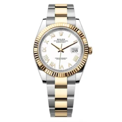 Rolex 126333-0025 Datejust 41mm Oystersteel Yellow Gold Intense White Roman Fluted Oyster Watch