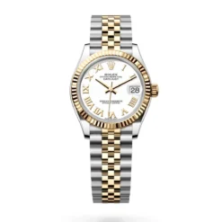 Rolex 278273-0002 Datejust 31mm Oystersteel Yellow Gold White Dial Fluted Jubilee Watch