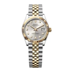 Rolex 278273-0020 Datejust 31mm Oystersteel Yellow Gold Silver Diamond Dial Fluted Jubilee Watch