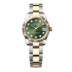 Rolex 278273-0029 Datejust 31mm Oystersteel Yellow Gold Olive Green Diamond Dial Fluted Oyster Watch