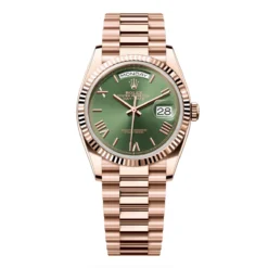 Rolex 128235-0089 Day-Date 36mm Everose Gold Olive Green President Watch