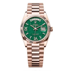 Rolex 128235-0068 Day-Date 36mm Everose Gold Green Aventurine Diamond Dial President Watch
