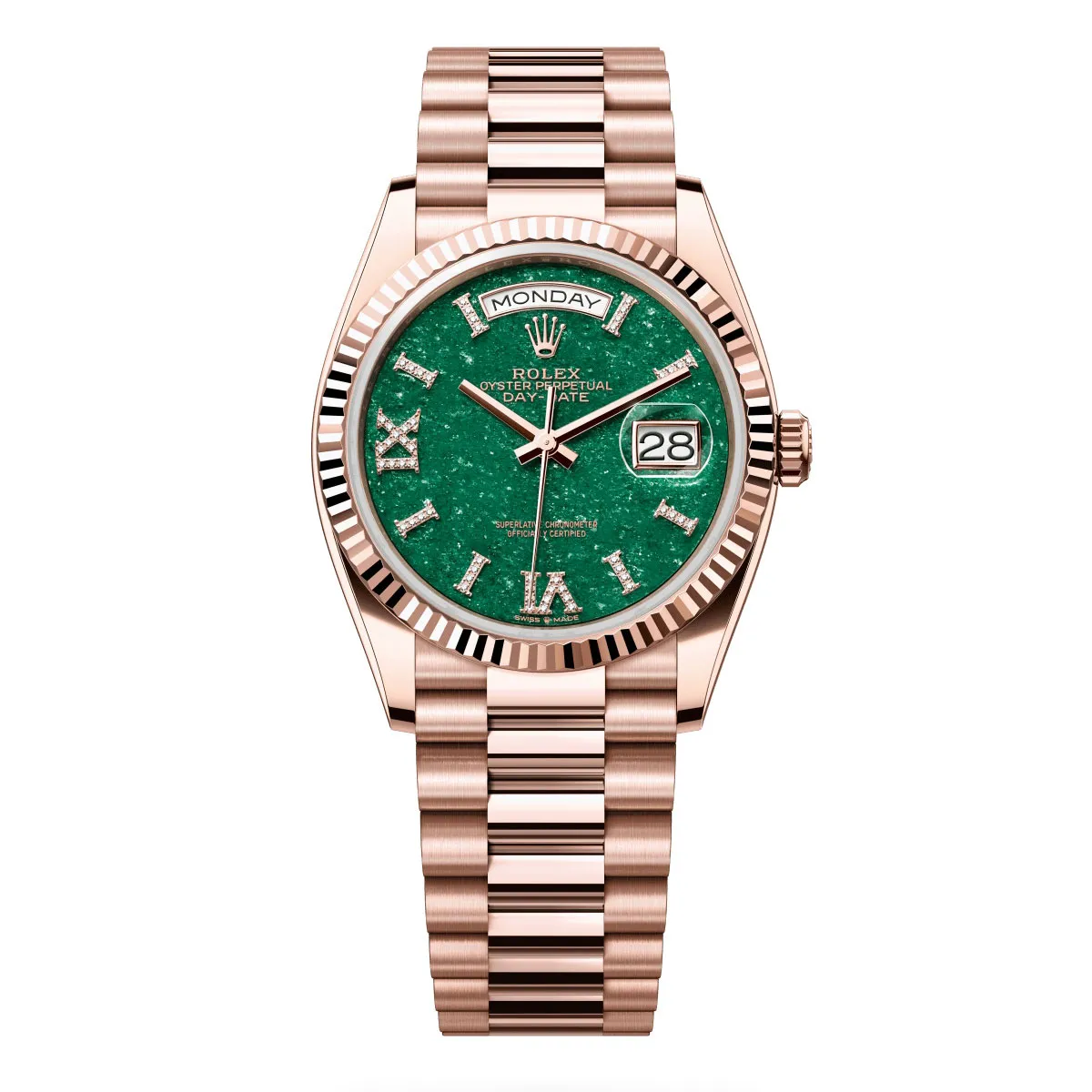 Rolex 128235-0068 Day-Date 36mm Everose Gold Green Aventurine Diamond Dial President Watch 2 Rolex 128235-0068 Day-Date 36mm Everose Gold Green Aventurine Diamond Dial President Watch