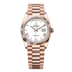 Rolex 128235-0070 Day-Date 36mm Everose Gold White Dial President Watch