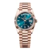 Rolex 128235-0085 Day-Date 36mm Everose Gold Blue-Green Diamond Dial President Watch